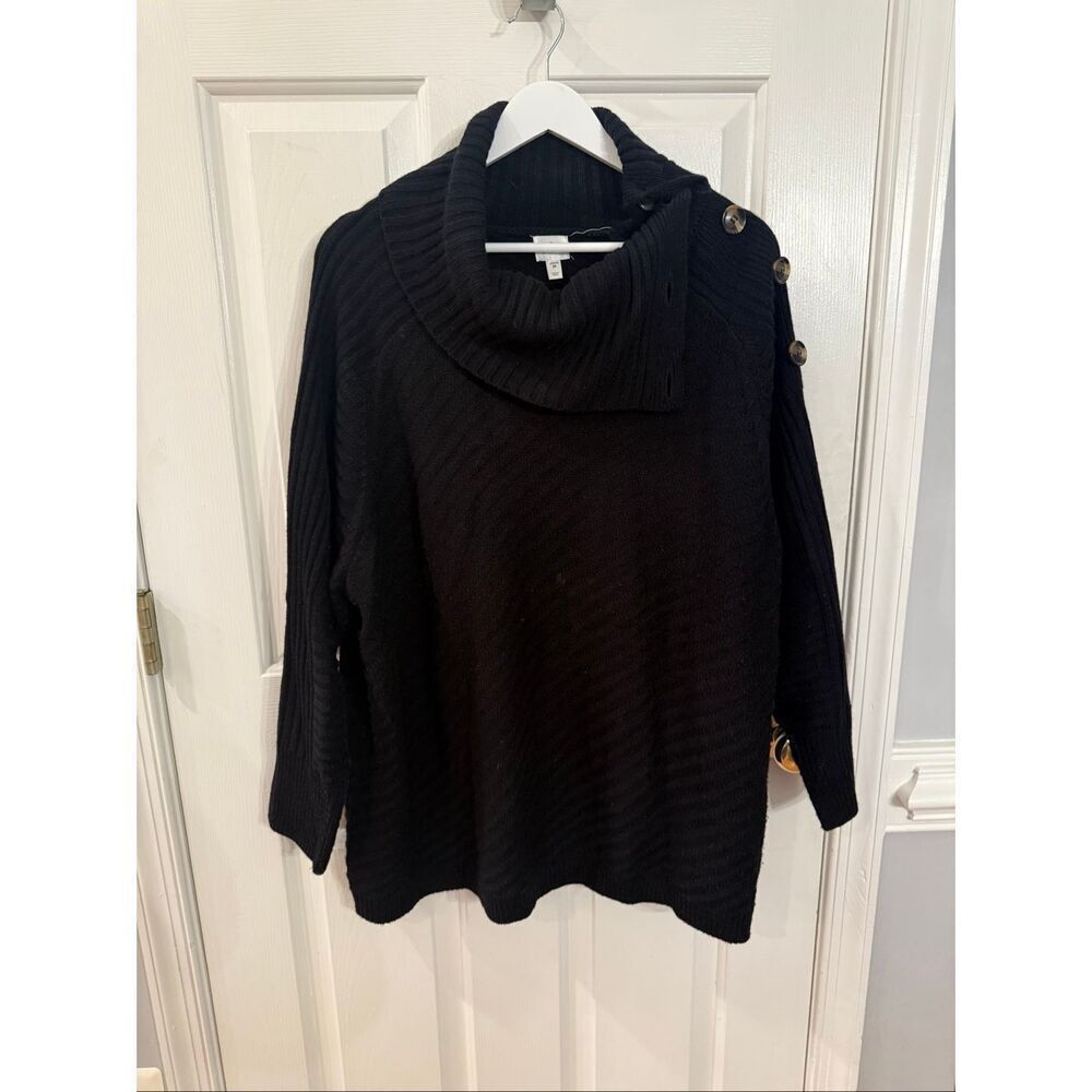 Dress Barn Black Button Mock Neck Sweater sz 3X